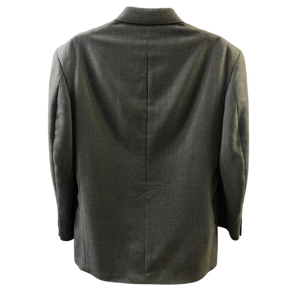 Oscar de la Renta‎ Blazer Mens 42R Grey Wool Micro Check 3 Button Sport Coat